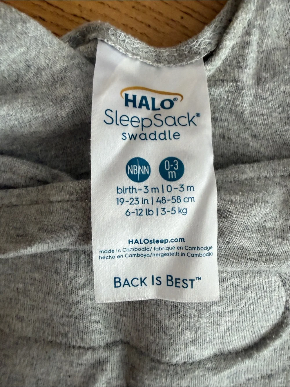 Halo Gray Two-Way Zipper Baby Sleep Sack Swaddle